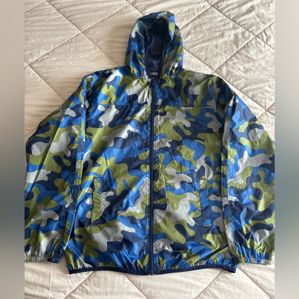 Land's End Boys' Packable Waterproof‎ Rain Jacket Camo Size XL (18/20)